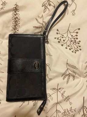 Coach Black Signature Canvas Wristlet